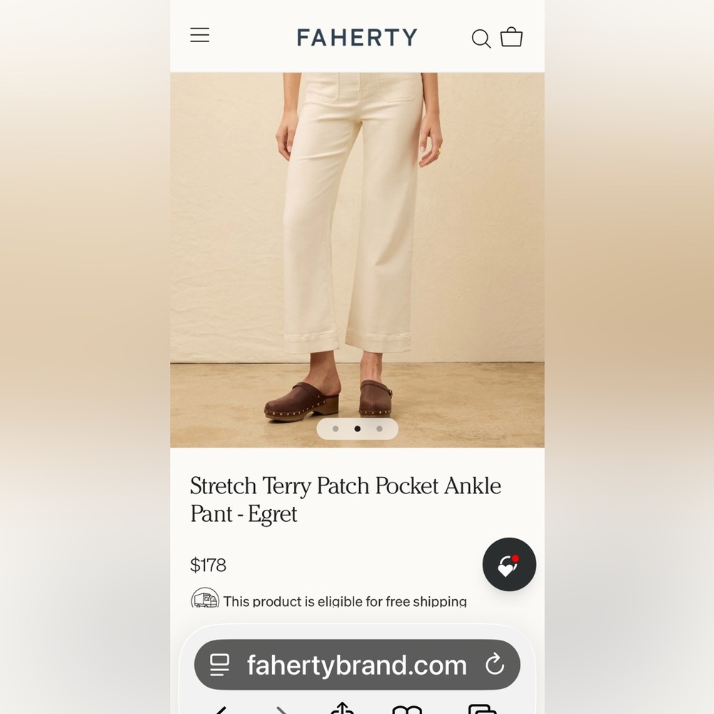 Faherty Stretch Terry Patch Pocket Full Length Pa… - image 7